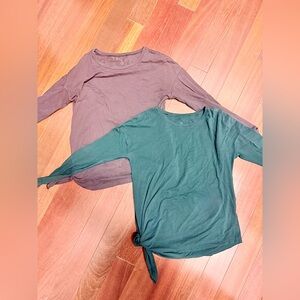 Lululemon To the Point Long Sleeve Tee Sz 2 Set of Black + BlackCherry/Burgundy